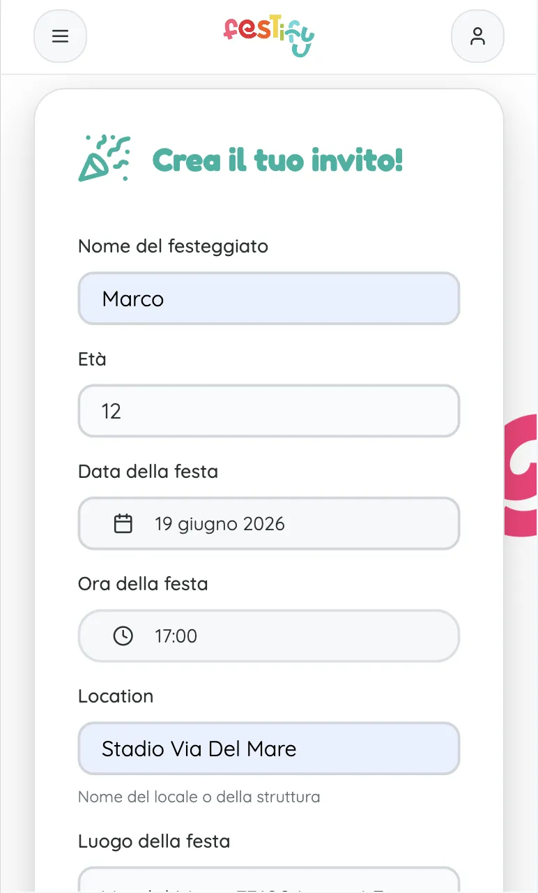 Inviti digitali - Creazione invito