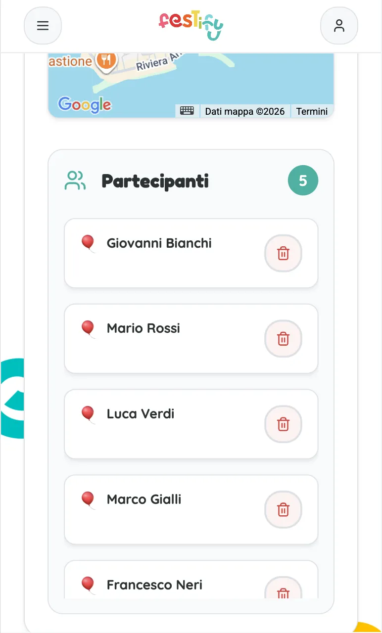 Inviti digitali - Lista Partecipanti