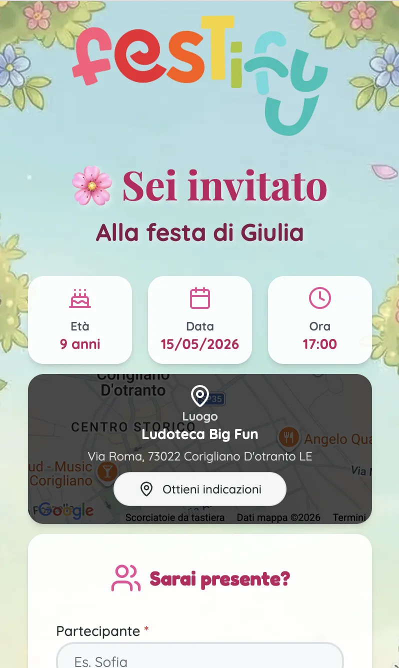 Template Invito tema Fiori