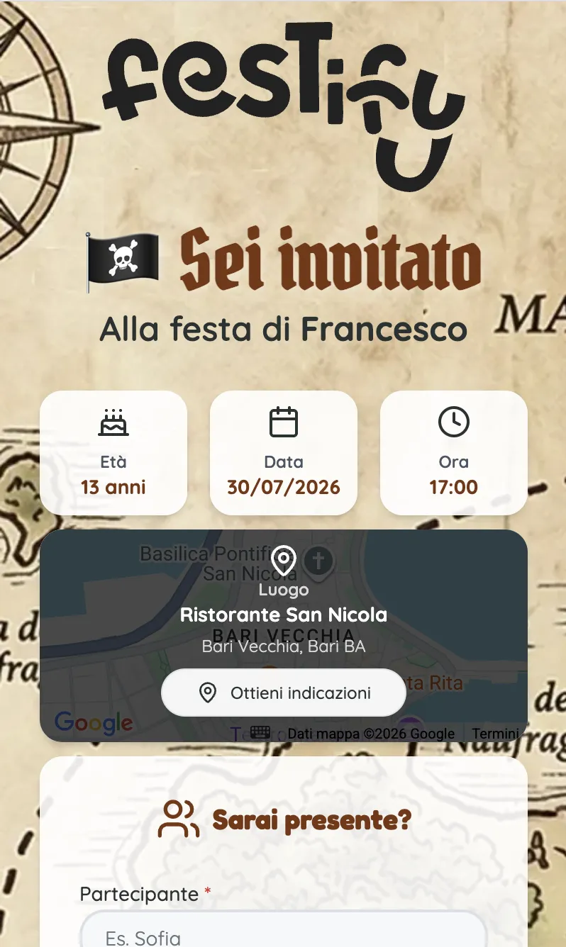 Template Invito tema Pirati